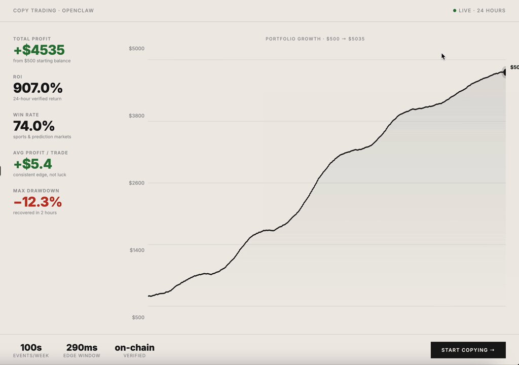 Visualization of AI agents executing trades across Polymarket and Binance interfaces with latency metrics