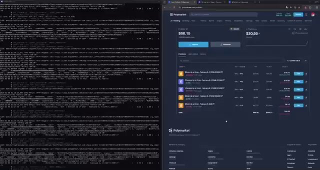 Dashboard showing autonomous trading bot profits on Polymarket