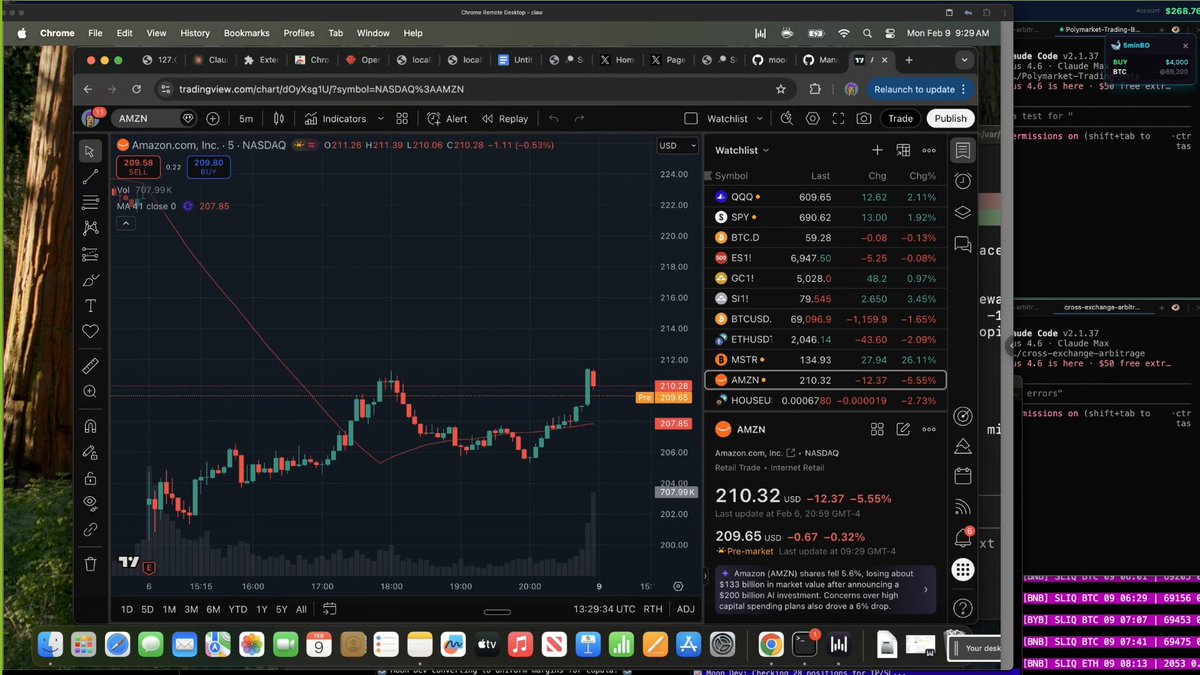 Trader using OpenClaw integration on TradingView interface
