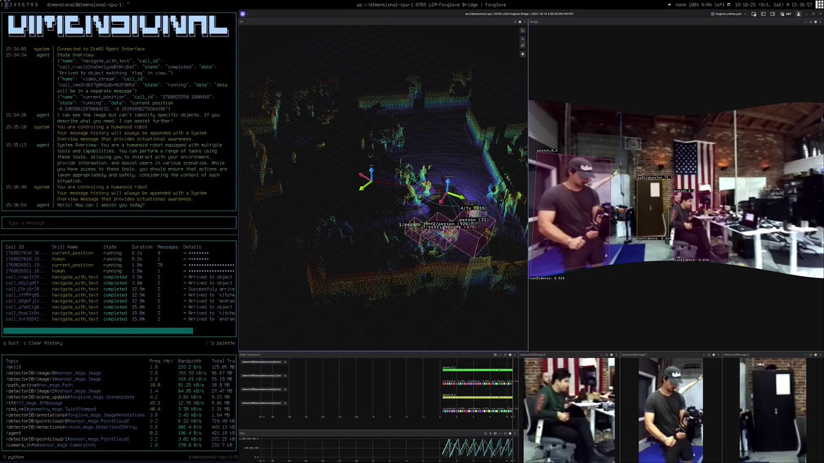 由 OpenClaw 框架驱动并带有传感器可视化效果的 Unitree G1 人形机器人行走图