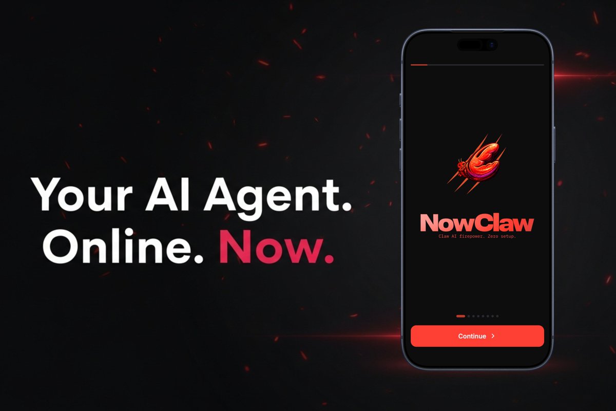 NowClaw AI 代理在 iPhone 主屏幕运行的界面展示