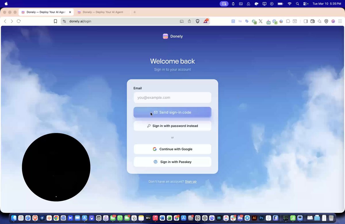 OpenClaw interface on Donely platform configuring an AI employee for immediate task deployment