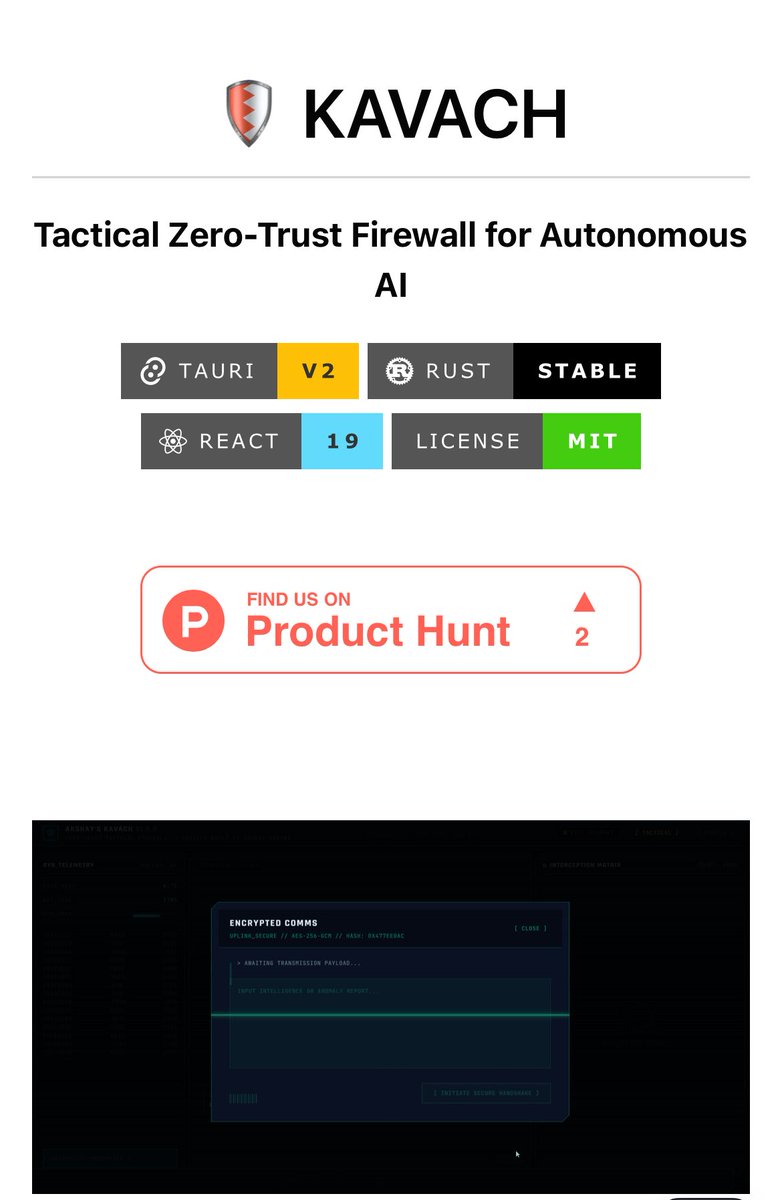 Kavach spatial UI intercepting an autonomous AI agent attempting to delete production database files