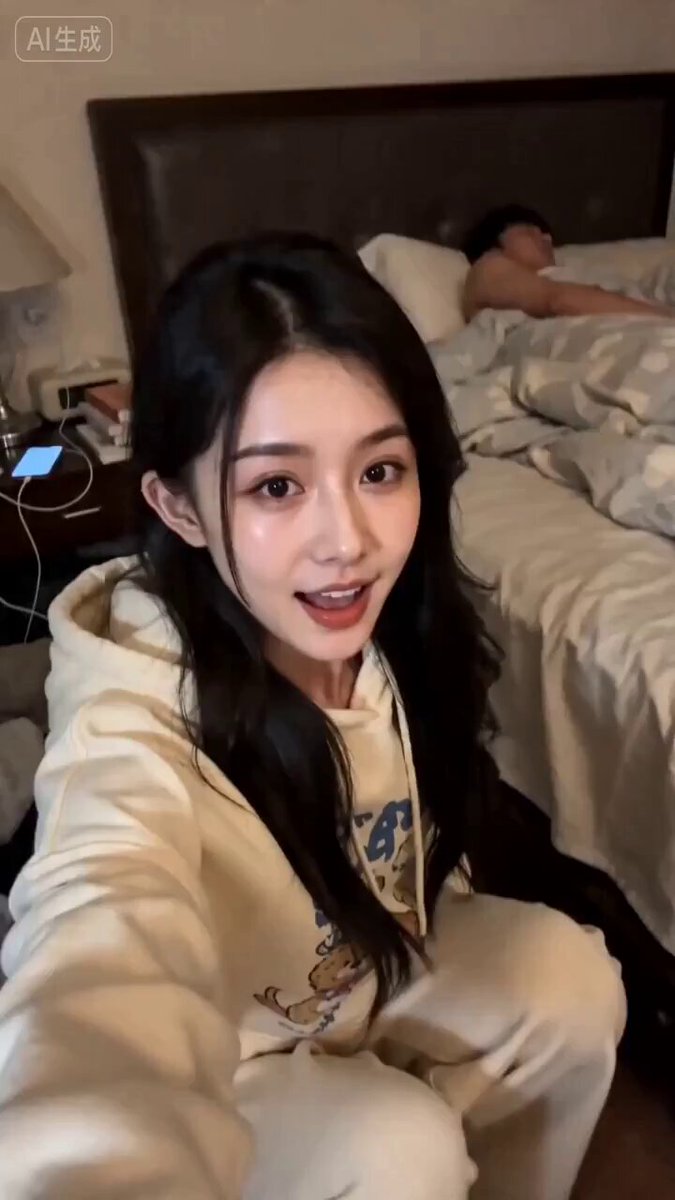 Seedance 2.0 生成的逼真亚洲女性虚拟数字人在凌乱卧室中进行同步口型和手势表演的场景