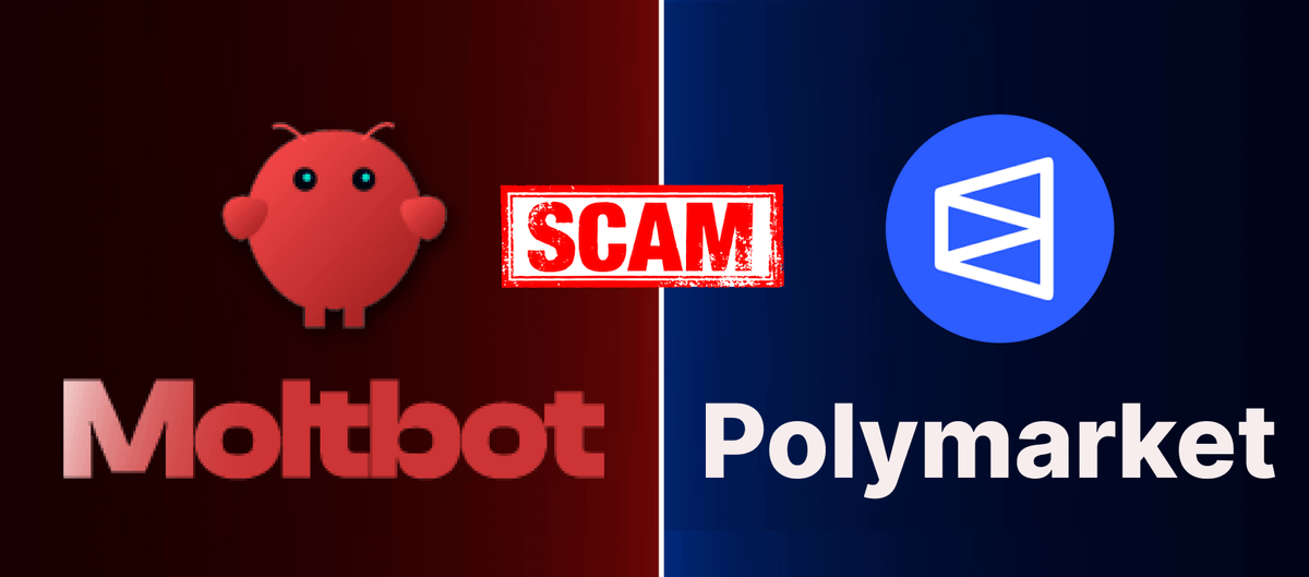 Warning diagram illustrating OpenClaw bot vulnerabilities including wallet draining via prompt injection and slippage losses in non-atomic Polymarket trades