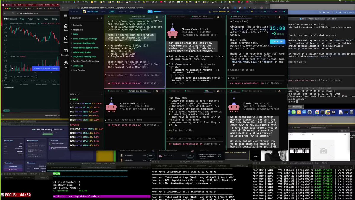 OpenClaw interface displaying code generation and multi-agent deployment status for a newly created crypto trading bot