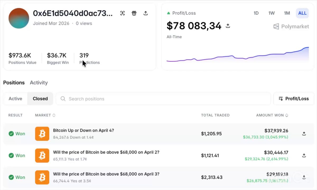 Automated trading dashboard showing real-time BTC price versus Polymarket odds with rapid buy/sell execution logs