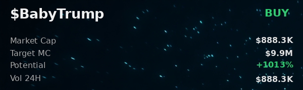 OpenClaw dashboard displaying low risk metrics and high upside potential for $BabyTrump token