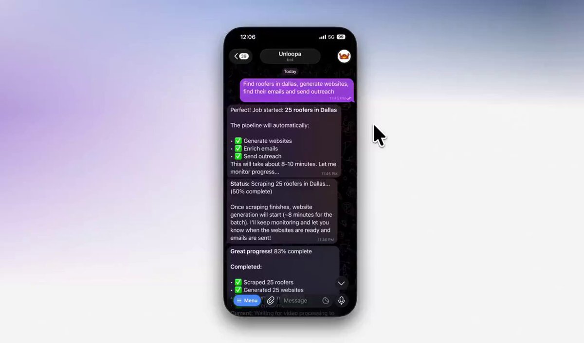 OpenClaw dashboard displaying automated workflow scanning local directories, generating website previews, and queueing outbound sales emails
